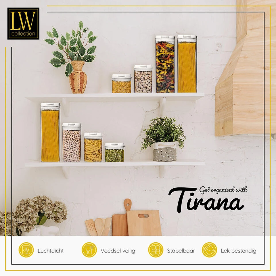 LW Collection Voorraadpotten 14 Stuks Met Stickers Witte Deksel 3 LW Collection Voorraadpotten 14 Stuks Met Stickers Witte Deksel - Afbeelding 3