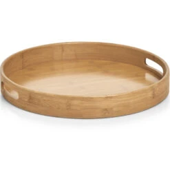 Zeller Dienblad - Bamboe Hout - Rond - 38 Cm -Tafel Benodigdheden Winkel 1000010913 0101