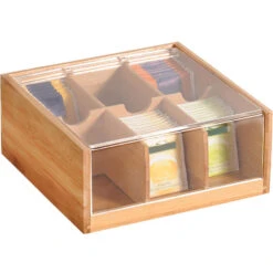 Merkloos Kesper Theedoos - Bamboe - 6 Vakken - 21 X 22 Cm