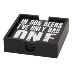 Merkloos Glazenonderzetters - 4 Stuks - In Houder - Zwart