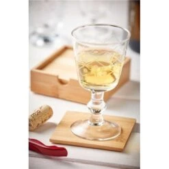 Merkloos 4x Bamboe Houten Glas Onderzetters Vierkant 10 Cm -Tafel Benodigdheden Winkel 1000011008 0102