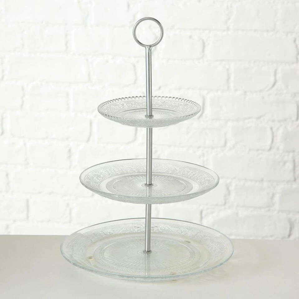 Merkloos Etagere - 3 Laags - Glas - 35 Cm 2 Merkloos Etagere - 3 Laags - Glas - 35 Cm - Afbeelding 2
