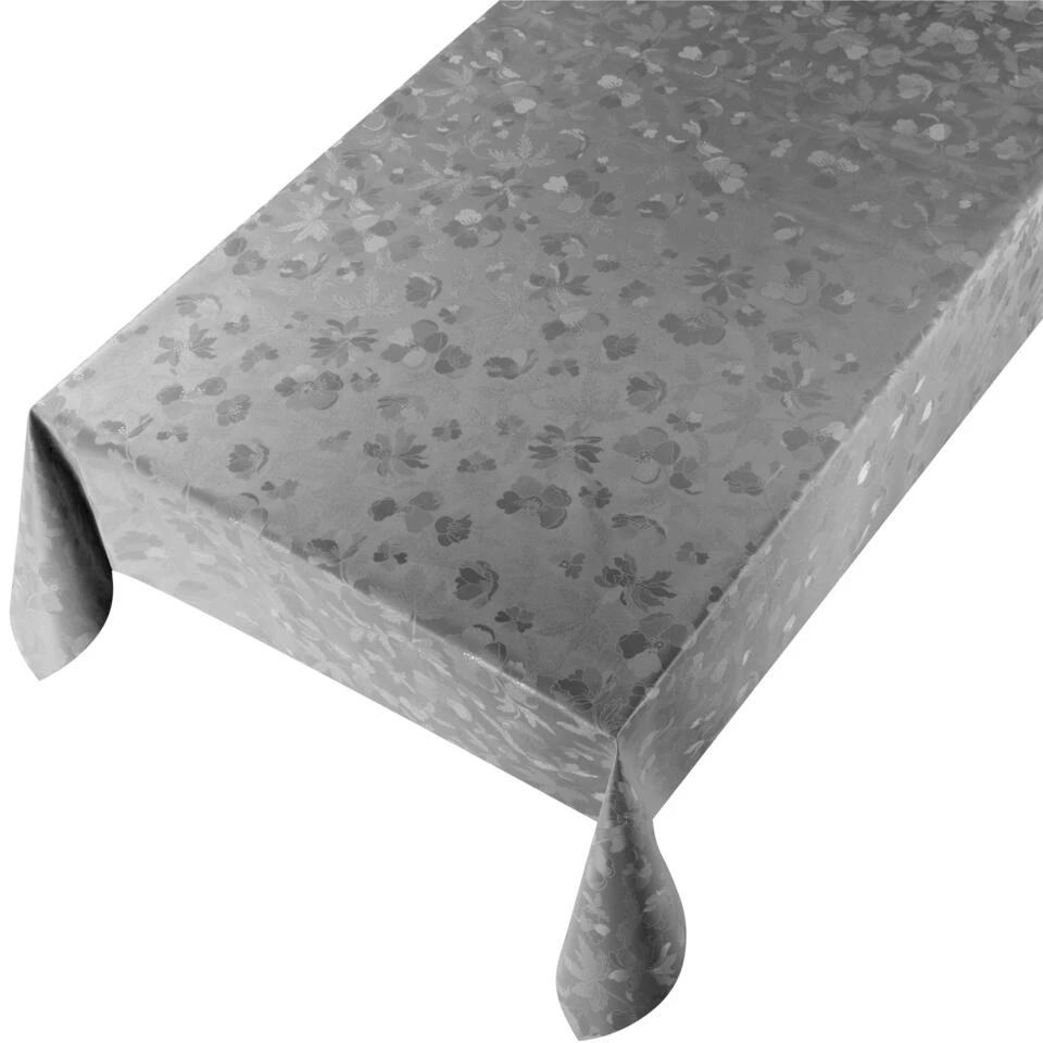 Bellatio Design Tafelzeil - Donkergrijs - Bloemen Print - 140 X 175 Cm 1 Bellatio Design Tafelzeil - Donkergrijs - Bloemen Print - 140 X 175 Cm