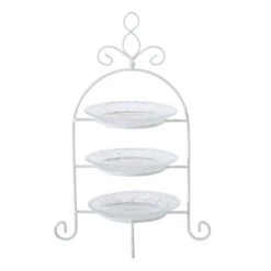 Etagere - 3-laags - Wit - Metaal En Glas - 30 X 32 Cm