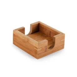 Merkloos Bellatio Design Glazenonderzetters - 4 Stuks - Bamboe - Met Houder -Tafel Benodigdheden Winkel 1000017419 0102