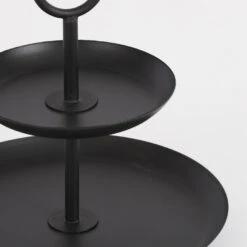 Mica Decorations Rama Etagère 2-Laags H36 X Ø28 Cm Metaal Zwart -Tafel Benodigdheden Winkel 1000019882 0110