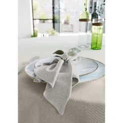 Mistral Home - Set Van 4 Servetten - Linnenlook - 43x43 Cm - Grijs -Tafel Benodigdheden Winkel 1000020780 0107