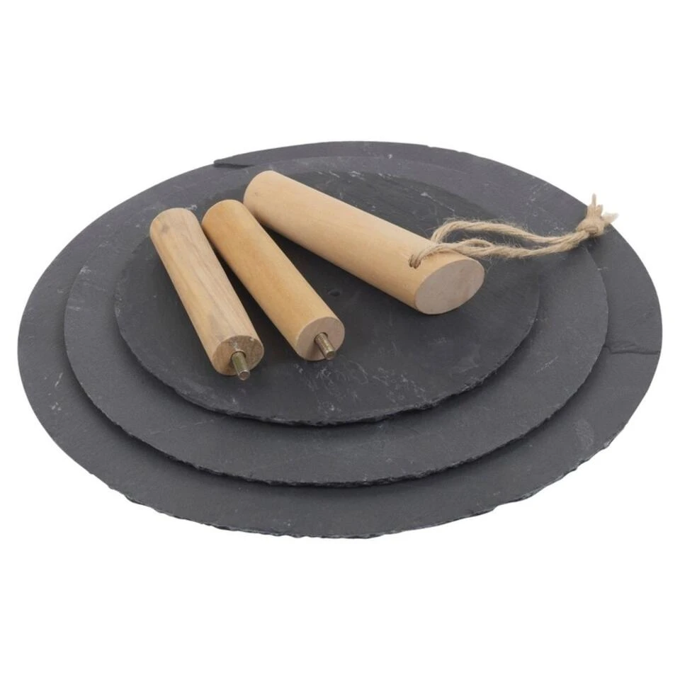 Merkloos Etagere - 3-laags - Leisteen - 30 Cm 2 Merkloos Etagere - 3-laags - Leisteen - 30 Cm - Afbeelding 2