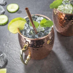 HI Set Van 2x Cocktailbekers/cocktailglazen Moscow Mule 500 Ml Met Drinkrietjes -Tafel Benodigdheden Winkel 1000021536 0101