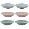 Orange85 Diepe Borden 6 Stuks Aardewerk 22 Cm Ovenbestendig Roze Blauw Groen