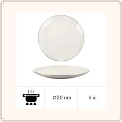 OTIX Ontbijtborden Borden Set Van 6 Stuks 20cm Wit Met Gouden Rand Porselein 7 OTIX Ontbijtborden Borden Set Van 6 Stuks 20cm Wit Met Gouden Rand Porselein -Tafel Benodigdheden Winkel 1000033082 0111