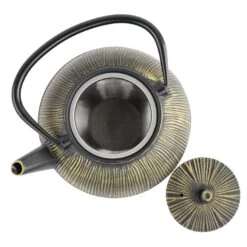 Orange85 Gietijzeren Theepot Aziatisch 0.8l Bol Zwart Met Goud -Tafel Benodigdheden Winkel 1000033125 0111