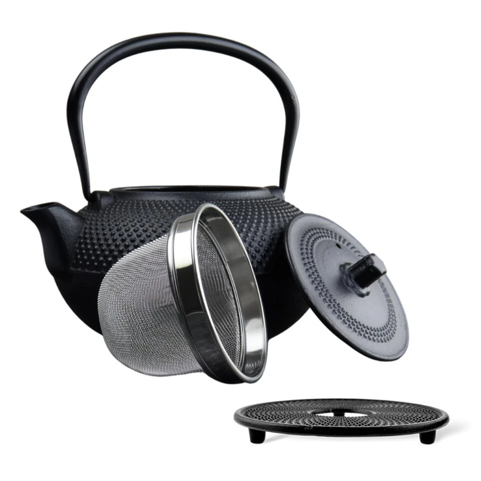 Orange85 Theepot Met Onderzetter Tetsubin Japans Theebus Zwart 1.5L Gietijzer 4 Orange85 Theepot Met Onderzetter Tetsubin Japans Theebus Zwart 1.5L Gietijzer - Afbeelding 4