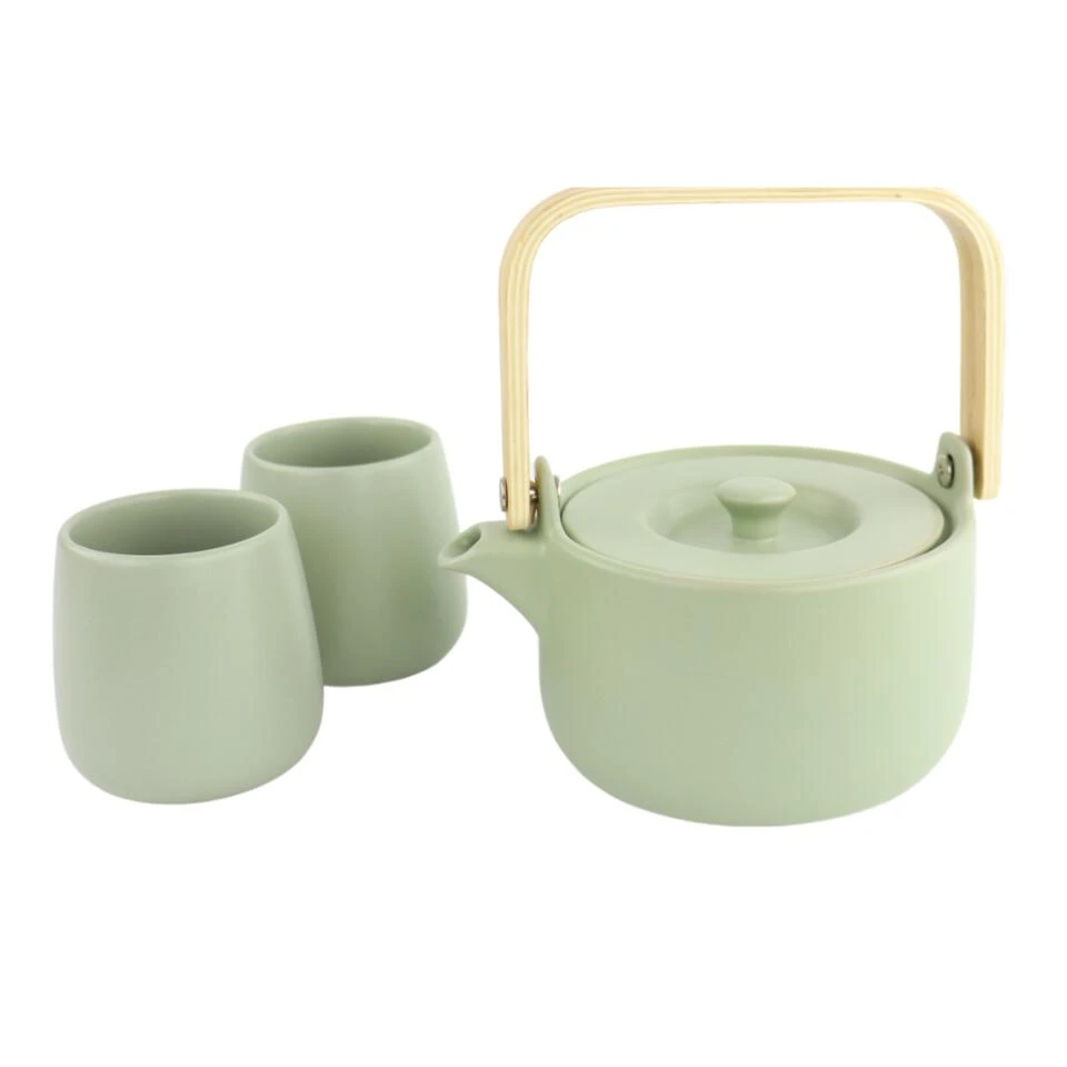 Orange85 Theepot Mint 50cl Met 2 Kopjes Aardewerk Bamboe 1 Orange85 Theepot Mint 50cl Met 2 Kopjes Aardewerk Bamboe