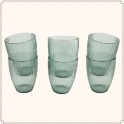 OTIX Waterglazen 6 Stuks Plastic Blauw Ribbel -Tafel Benodigdheden Winkel 1000033157 0110