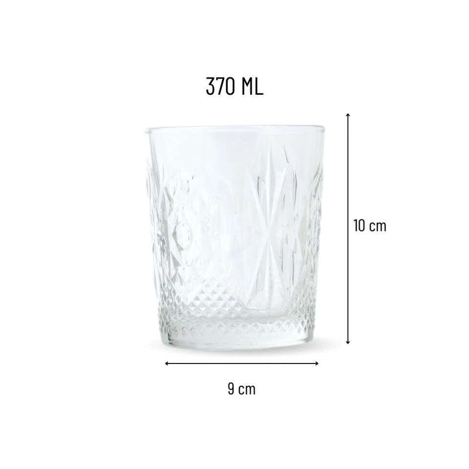 Orange85 Waterglazen Whiskeyglazen Set Van 4 Tumbler Transparant 370 Ml Glas 4 Orange85 Waterglazen Whiskeyglazen Set Van 4 Tumbler Transparant 370 Ml Glas - Afbeelding 4