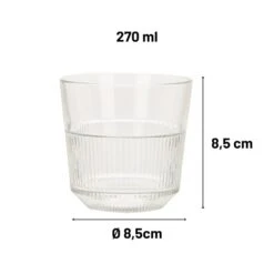 Orange85 Waterglazen 270 Ml Set Van 4 Transparant Glas Stapelbaar -Tafel Benodigdheden Winkel 1000033165 0110