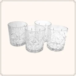 OTIX Whiskey Glazen Set Van 4 Kristal Stijlvol 230 Ml Dik Glas Stevig Sierlijk -Tafel Benodigdheden Winkel 1000033178 0111
