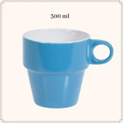 OTIX Koffiekopjes Met Houder Set Van 6 Gekleurd 300 Ml Keramiek -Tafel Benodigdheden Winkel 1000033183 0111