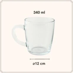OTIX Theeglazen Met Oor Koffiemok 340ml Glas Hittebestendig Koffiemok 6 OTIX Theeglazen Met Oor Koffiemok 340ml Glas Hittebestendig Koffiemok -Tafel Benodigdheden Winkel 1000033207 0110