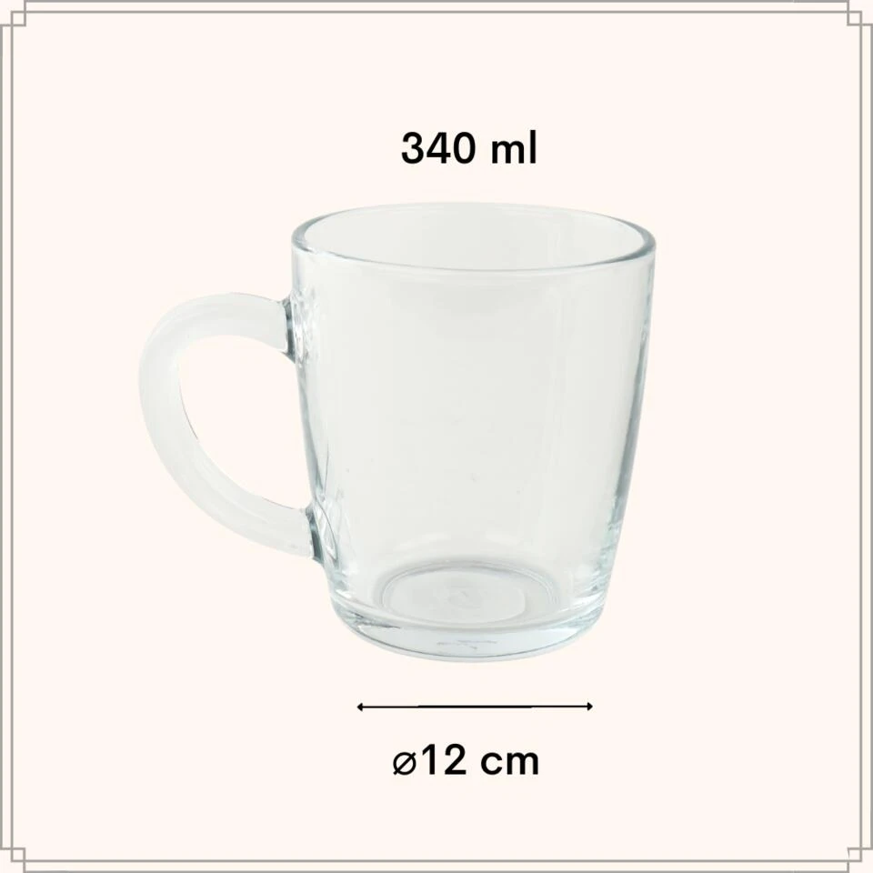 OTIX Theeglazen Met Oor Koffiemok 340ml Glas Hittebestendig Koffiemok 3 OTIX Theeglazen Met Oor Koffiemok 340ml Glas Hittebestendig Koffiemok - Afbeelding 3
