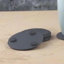 Orange85 Zwarte Onderzetters Voor Glazen 4 Stuks Leisteen Rond -Tafel Benodigdheden Winkel 1000033223 0110