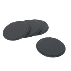 Orange85 Zwarte Onderzetters Voor Glazen 4 Stuks Leisteen Rond