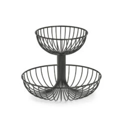 Zeller Fruitschaal - Metaal - 2-laags - Zwart - 32 Cm