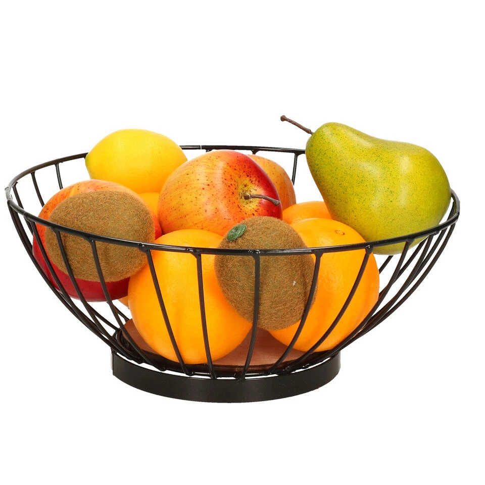 Svenska Living Fruitmand - Zwart - Metaal - Rond - 28 Cm 2 Svenska Living Fruitmand - Zwart - Metaal - Rond - 28 Cm - Afbeelding 2