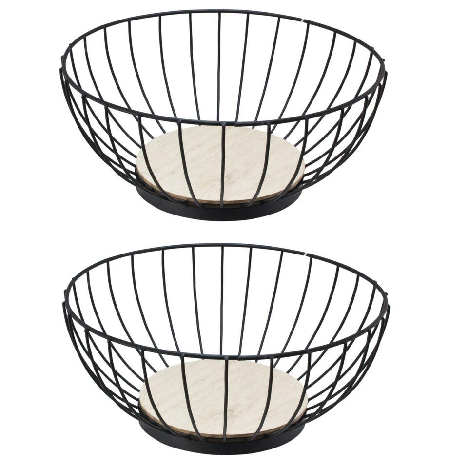 Svenska Living Fruitmand - Zwart - Metaal - Rond - 28 Cm 3 Svenska Living Fruitmand - Zwart - Metaal - Rond - 28 Cm - Afbeelding 3