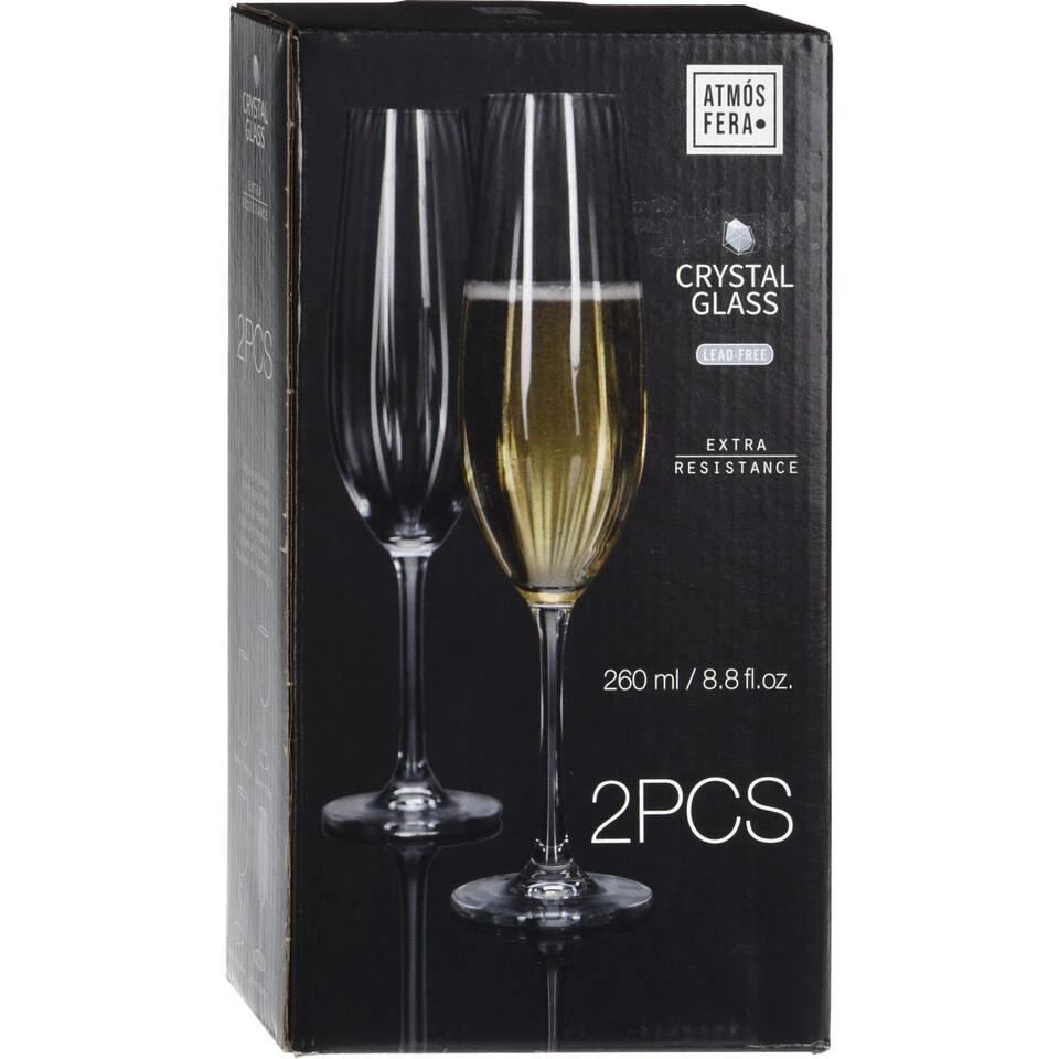 Merkloos Atmos Fera Champagneglazen - 2 Stuks - Kristalglas - 260 Ml 3 Merkloos Atmos Fera Champagneglazen - 2 Stuks - Kristalglas - 260 Ml - Afbeelding 3