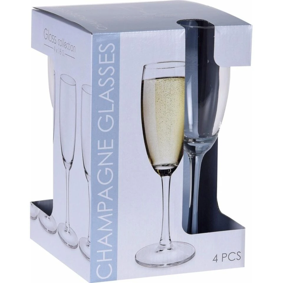 Merkloos Champagneglazen - 4 Stuks - Glas - 180 Ml 2 Merkloos Champagneglazen - 4 Stuks - Glas - 180 Ml - Afbeelding 2