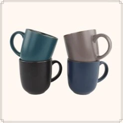 OTIX Koffiekopjes Met Oor Theekoppen Aardewerk Set 4 Stuks 330ml Multi -Tafel Benodigdheden Winkel 1000049568 0111