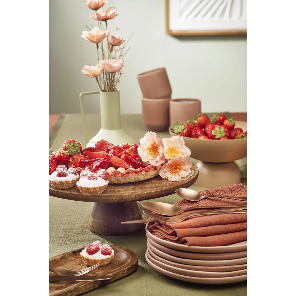 Mica Decorations Tallo Taartplateau - H10 X Ø30 Cm - Donkerbruin 4 Mica Decorations Tallo Taartplateau - H10 X Ø30 Cm - Donkerbruin - Afbeelding 4