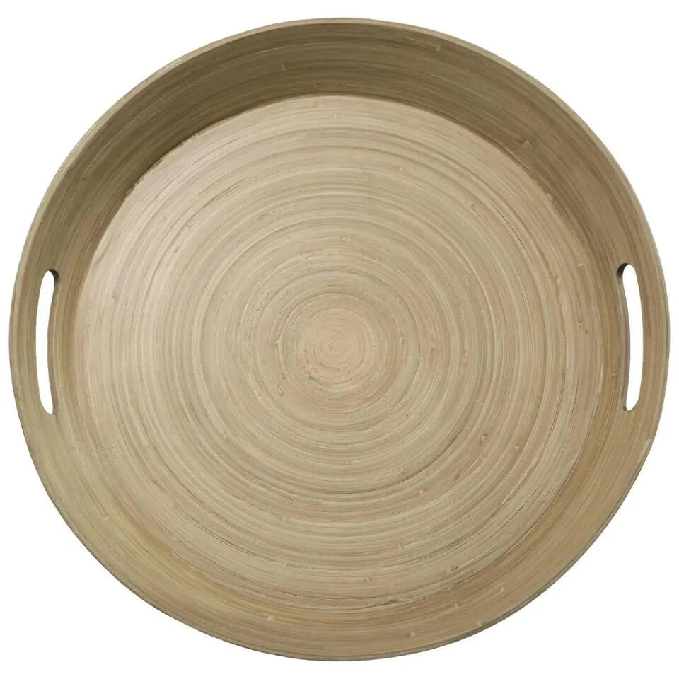 5Five Dienblad/serveerblad - Bamboe Bruin - Met Handvaten - D42 Cm 2 5Five Dienblad/serveerblad - Bamboe Bruin - Met Handvaten - D42 Cm - Afbeelding 2