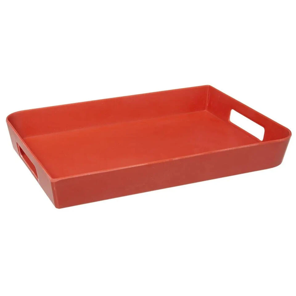 5Five - Dienblad/serveerblad Koraalrood - Met Handvaten - 45 X 30 Cm 1 5Five - Dienblad/serveerblad Koraalrood - Met Handvaten - 45 X 30 Cm