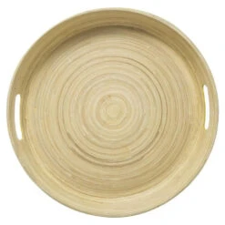 5Five Dienblad/serveerblad - Bamboe Okergeel - Met Handvaten - D42 Cm -Tafel Benodigdheden Winkel 1000059288 0101