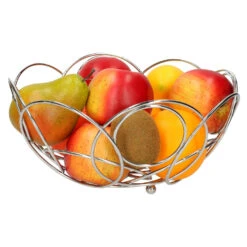 Merkloos Trendoz Fruitschaal - Rond - Zilverkleurig - Metaal - 26 Cm -Tafel Benodigdheden Winkel 1000059869 0102