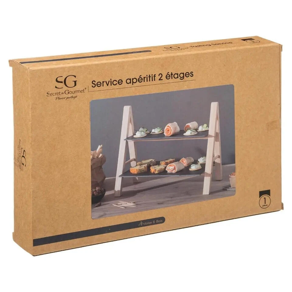 Secret De Gourmet Etagere 2 Laags Leisteen - 32,5 X 18 X 25,5 Cm 2 Secret De Gourmet Etagere 2 Laags Leisteen - 32,5 X 18 X 25,5 Cm - Afbeelding 2