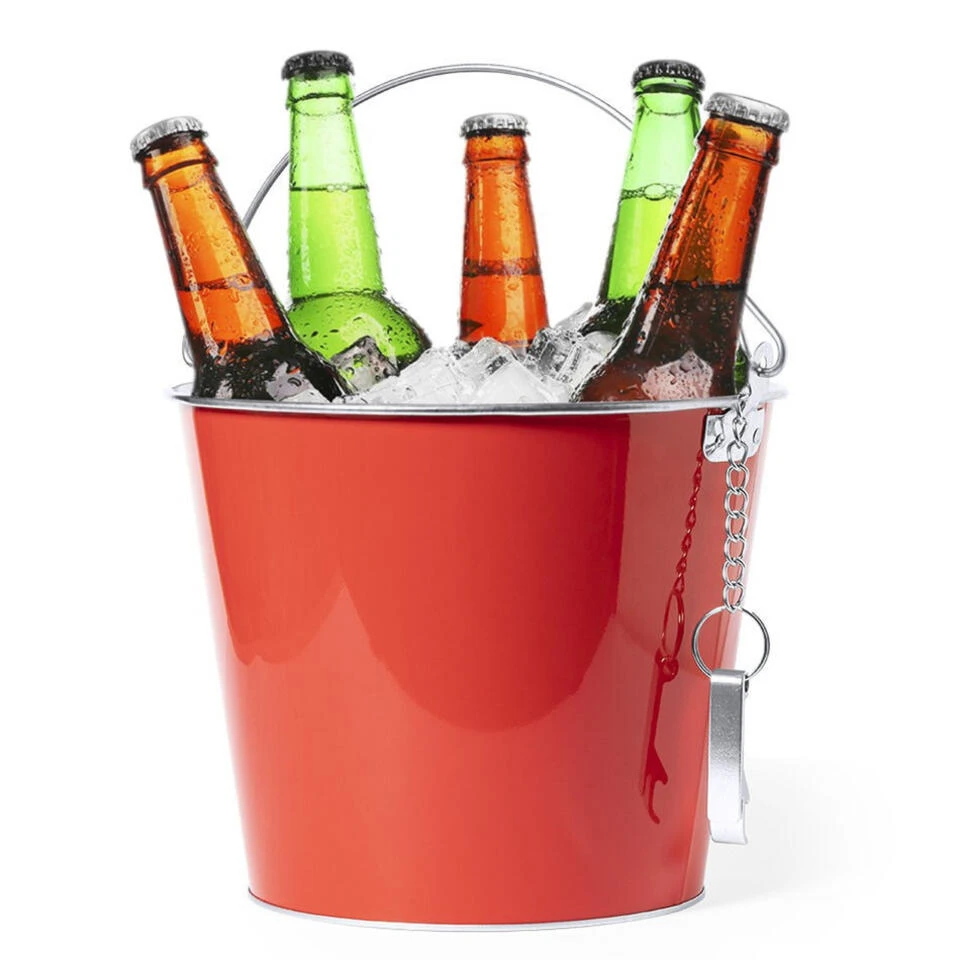Merkloos IJsemmer Bierkoeler - Metaal - Rood - 6 L - Met Handvat 1 Merkloos IJsemmer Bierkoeler - Metaal - Rood - 6 L - Met Handvat