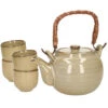 Excellent Houseware Theepot Set Met 4 Bekers Groen Keramiek