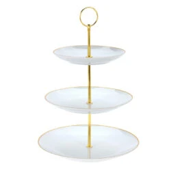 Excellent Houseware Etagere Met 3 Lagen - Wit - Porselein - 33 Cm Hoog