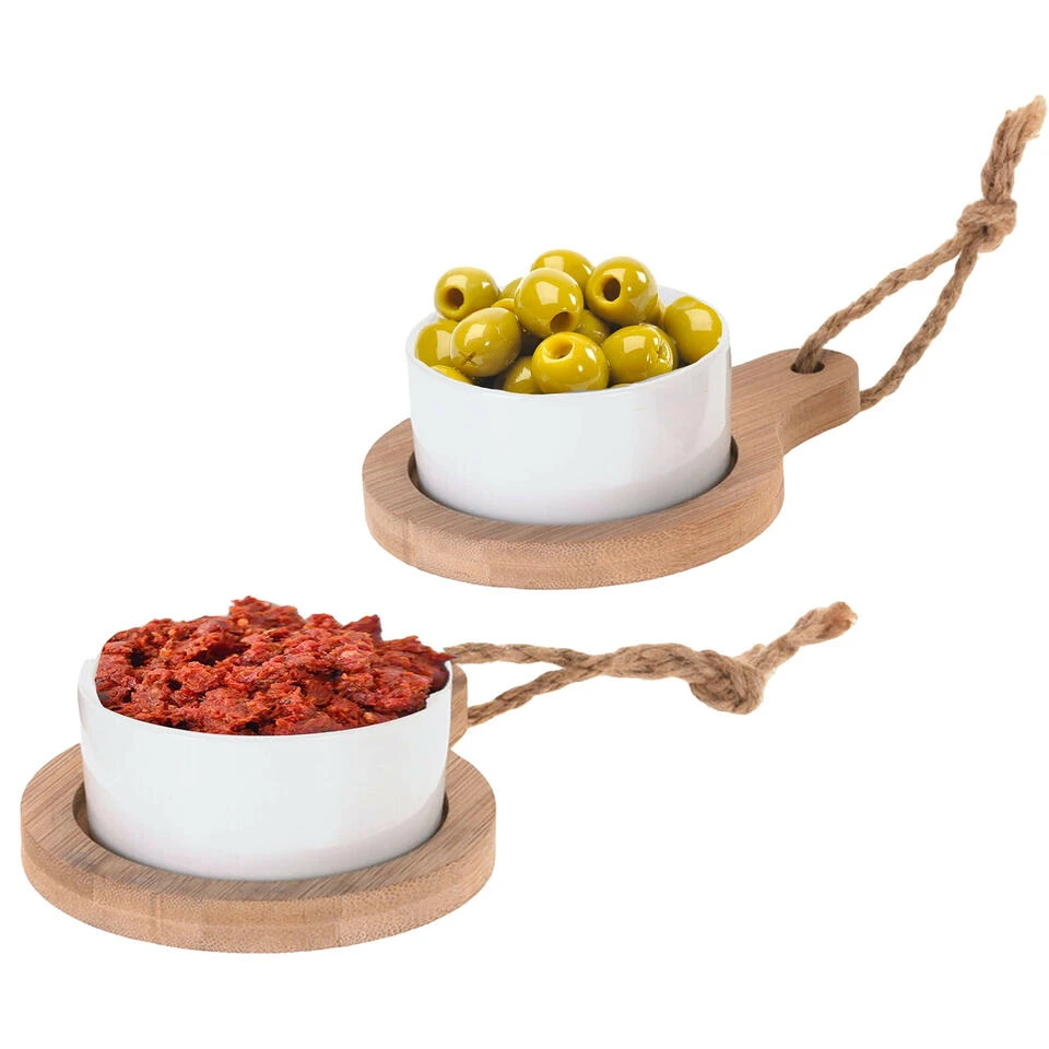 Excellent Houseware Serveerschaaltjes - 2st - Porselein - Serveerplankjes 8x4cm 2 Excellent Houseware Serveerschaaltjes - 2st - Porselein - Serveerplankjes 8x4cm - Afbeelding 2