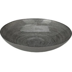 Merkloos Decoratie Schaal/fruitschaal - Glas Rond - Zilver - D30 X H6 Cm