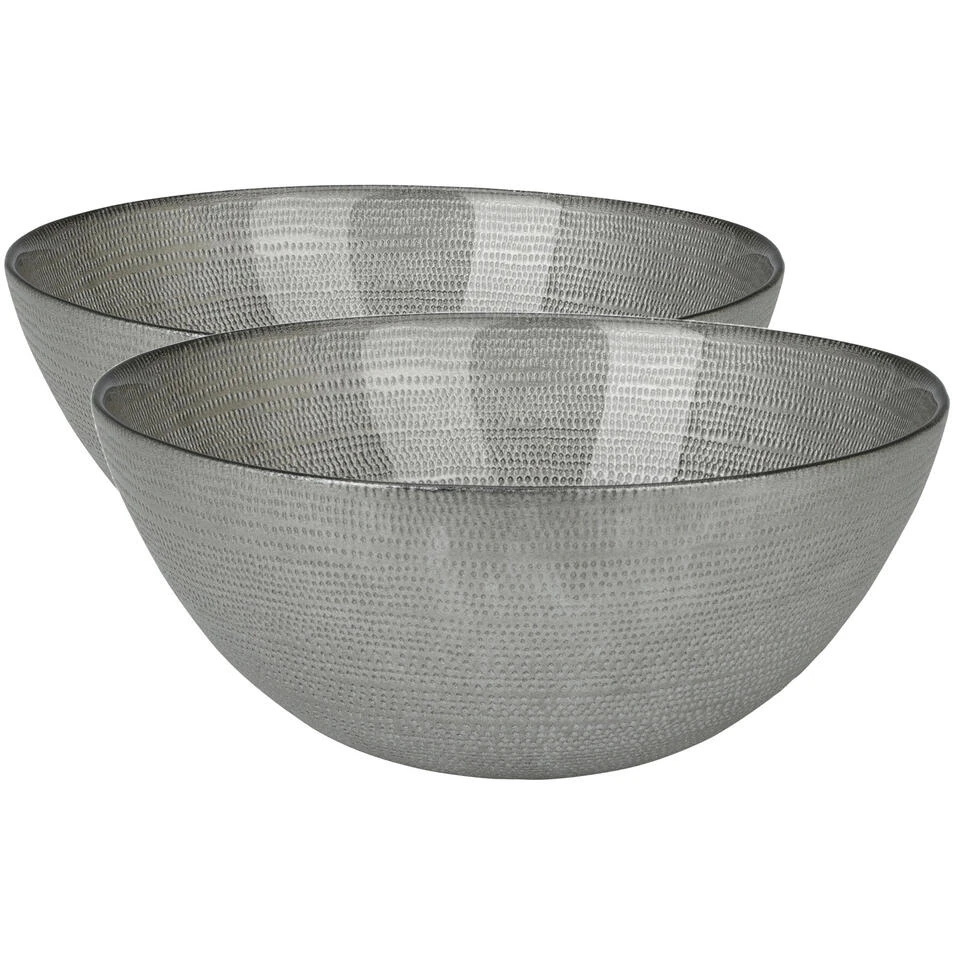 Merkloos Decoratie Schaal/fruitschaal - Glas Rond - Zilver - D28 X H11,5 Cm 2 Merkloos Decoratie Schaal/fruitschaal - Glas Rond - Zilver - D28 X H11,5 Cm - Afbeelding 2