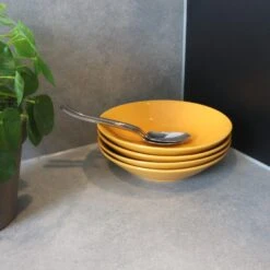 OTIX Diepe Borden Geel Pastaborden Soepborden 6 Stuks 20cm Aardewerk -Tafel Benodigdheden Winkel 1000068740 0111