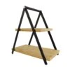 Orange85 Serveertoren Etagere Murale Metaal Bamboe 2 Laags 28x15,6x29,3cm