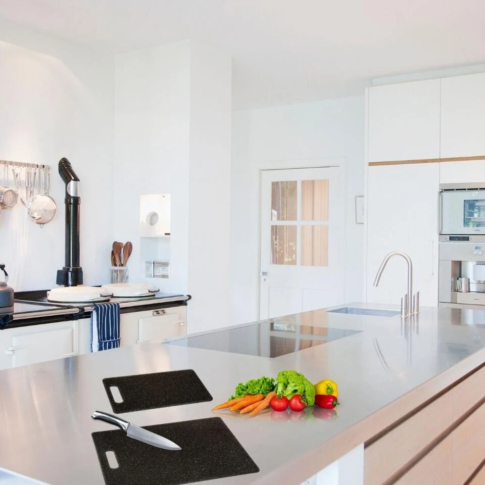 Orange85 Snijplankenset Hakbord 2 Stuks Zwart 25x15x0.8 Cm Steenlook 2 Orange85 Snijplankenset Hakbord 2 Stuks Zwart 25x15x0.8 Cm Steenlook - Afbeelding 2