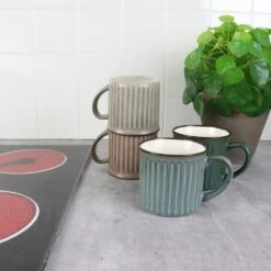 OTIX Koffiekopjes Met Oor Set Van 4 Aardewerk 250 Ml MOSS 6 OTIX Koffiekopjes Met Oor Set Van 4 Aardewerk 250 Ml MOSS -Tafel Benodigdheden Winkel 1000068758 0110