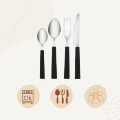 Orange85 Bestekset Met Handvat Zwart Set Van 16 Bestek -Tafel Benodigdheden Winkel 1000069095 0111